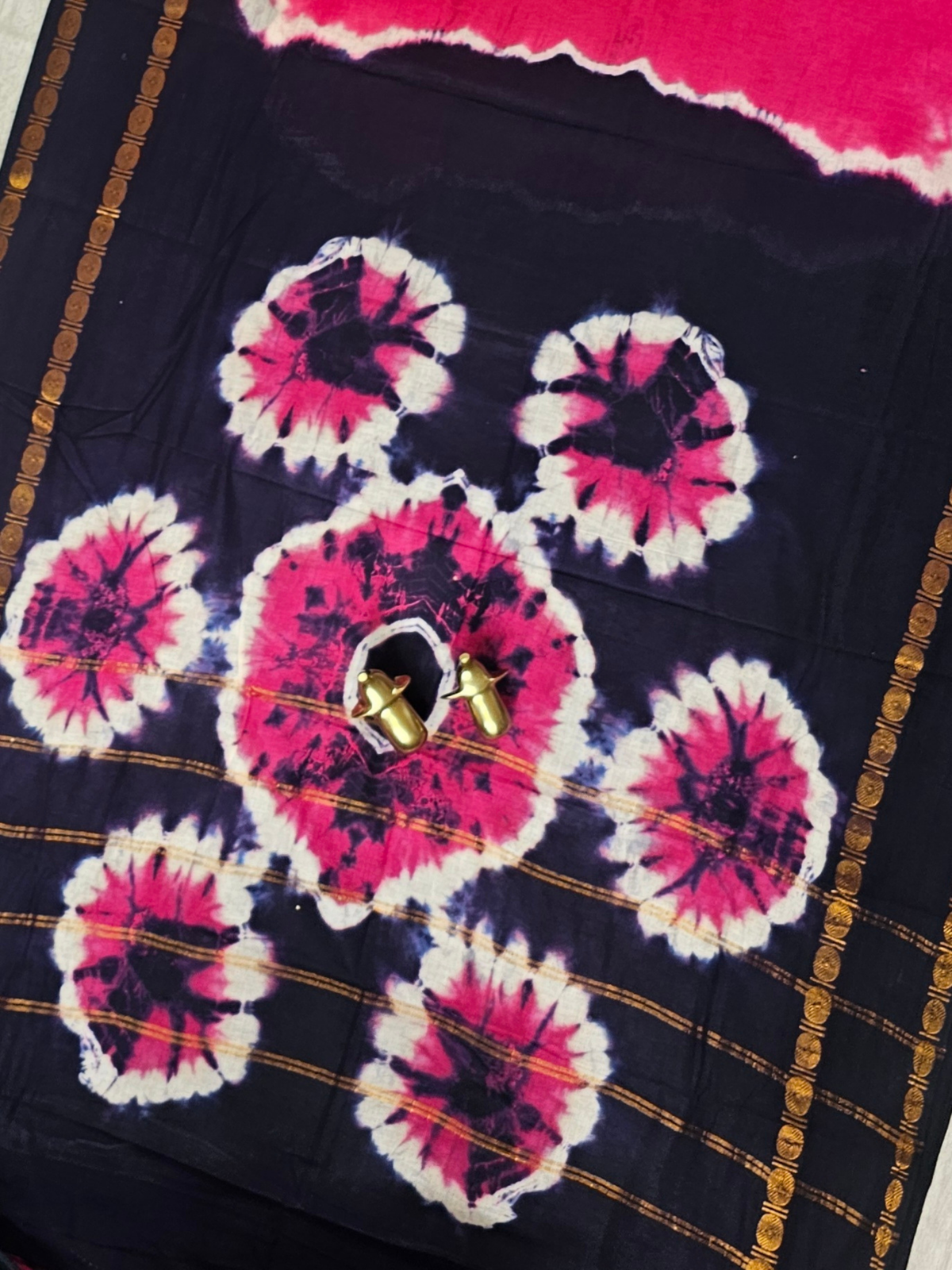 Madurai Sungadi Cotton Saree - Pink with Blue