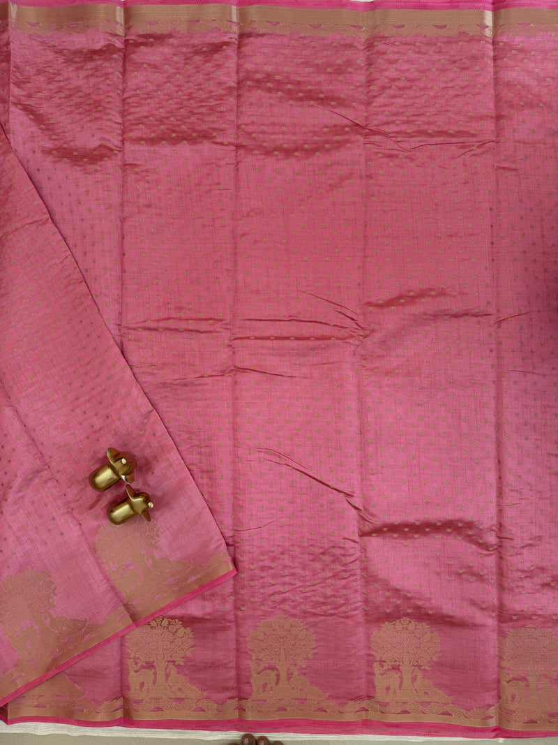 Tussar Silk Cotton Saree - Baby Pink