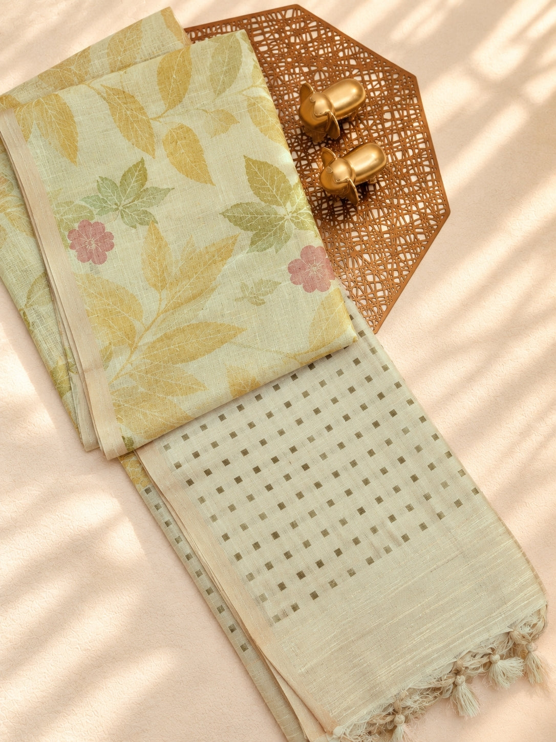 Soft Chanderi with Tissue Floral Digital Prints with Sequence Weaving -