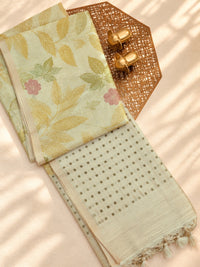Soft Chanderi with Tissue Floral Digital Prints with Sequence Weaving -