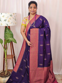 Jute Banarasi Silk Saree - Purple with Pink