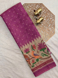 Linen Tissue with Digital Printed Sarees - Magenta Pink