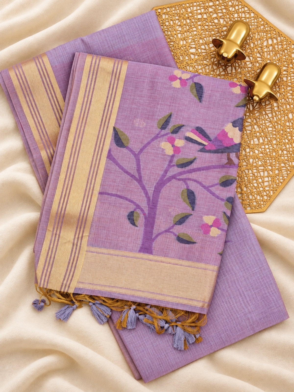 Soft Cotton with Weaving Floral Pattern  - Lavender