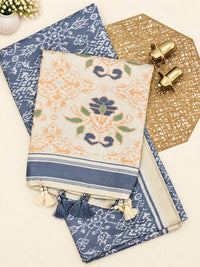Patola Inspried Semi Tussar Saree  - pastel blue