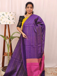 Semi Raw Silk - Purple with Pink