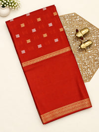 Semi Mysore Crepe Silk Saree - Rust Orange