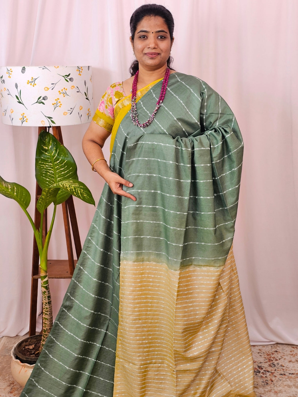 Bhagalpuri Fancy Sarees - Dark  Green with Cream