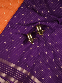 Georgette with Zari Woven Border Saree - Orange with Purple