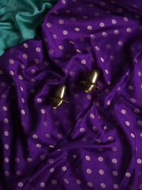Semi Mysore Crepe Silk Saree - Sea Green with Purple