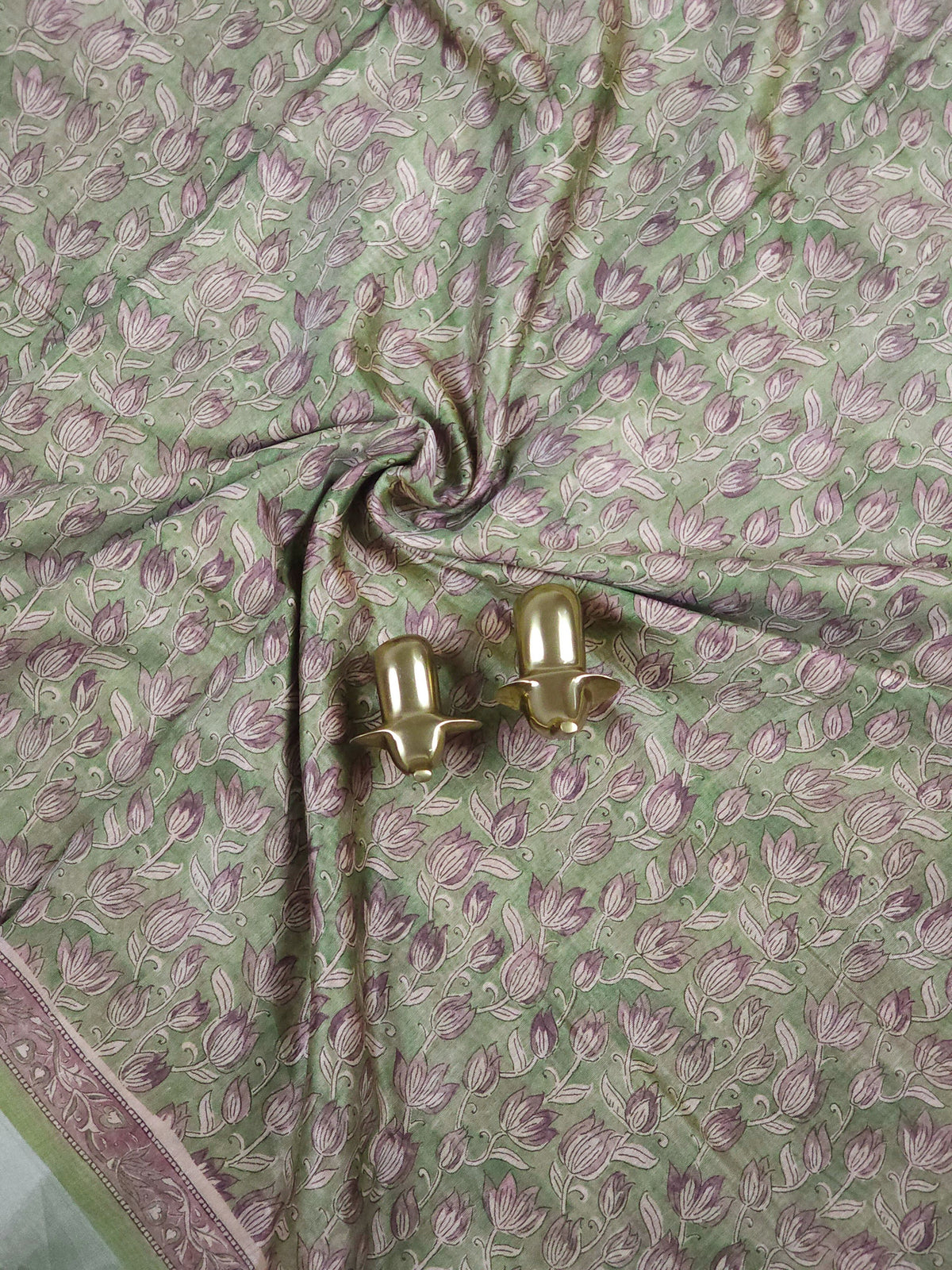 Soft Semi Tussar with Digital Prints - Green