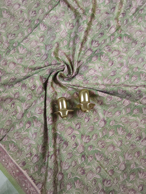 Soft Semi Tussar with Digital Prints - Green