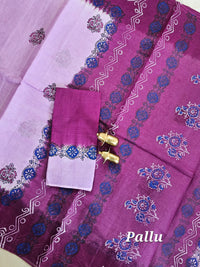 Pure Cotton with Hand Block Prints - Pink with Magenta Pink