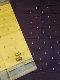 Chinnalampattu Saree - Sandal Yellow with Brown