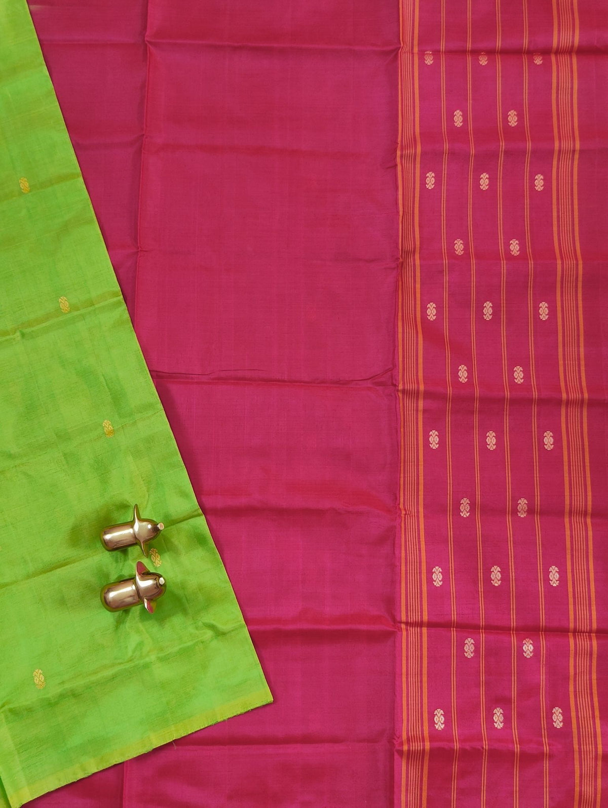 Chinnalampattu Saree - Green with Pink