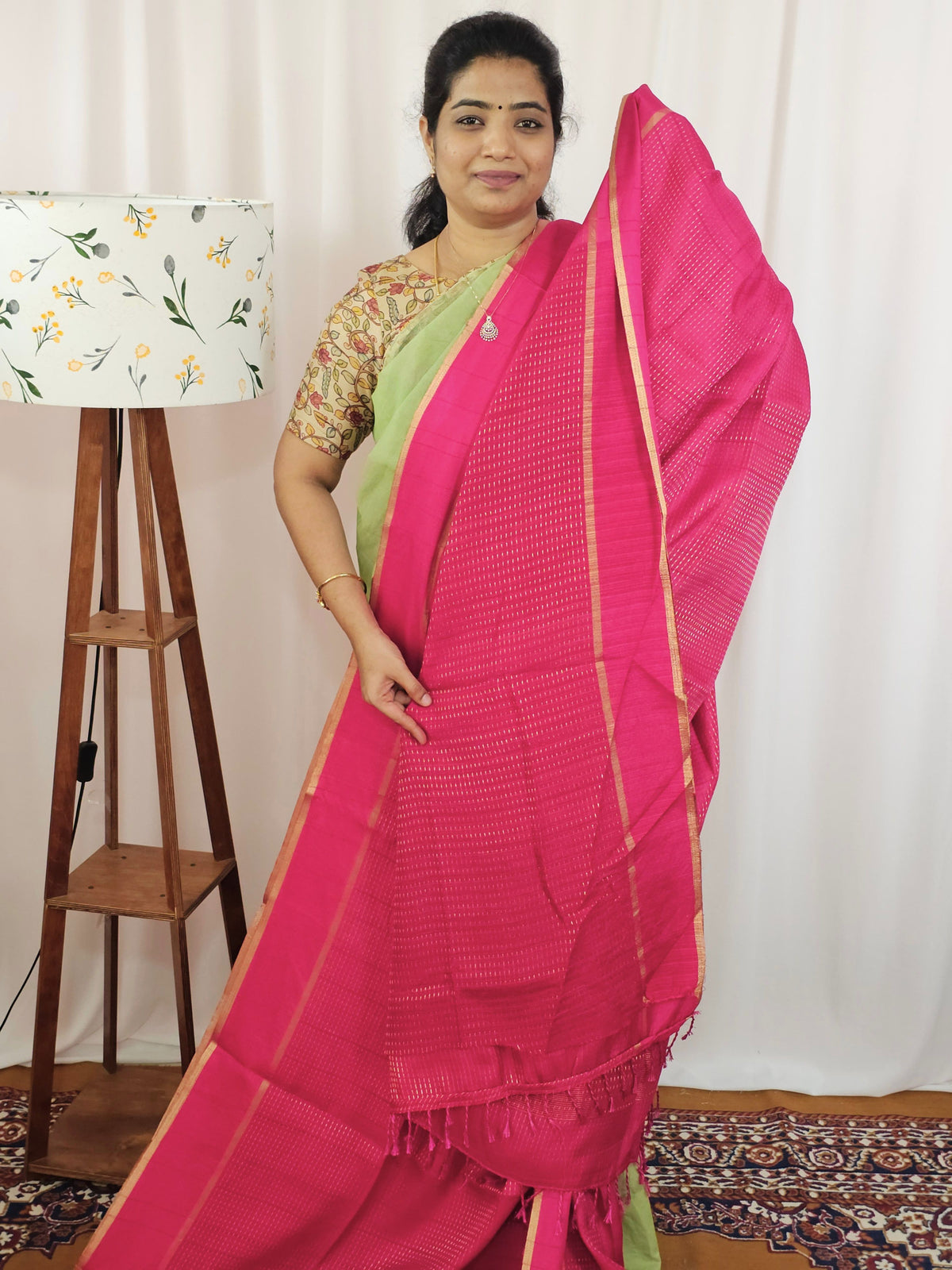 Soft Semi Tussar with Zari Weaving Saree - Pink