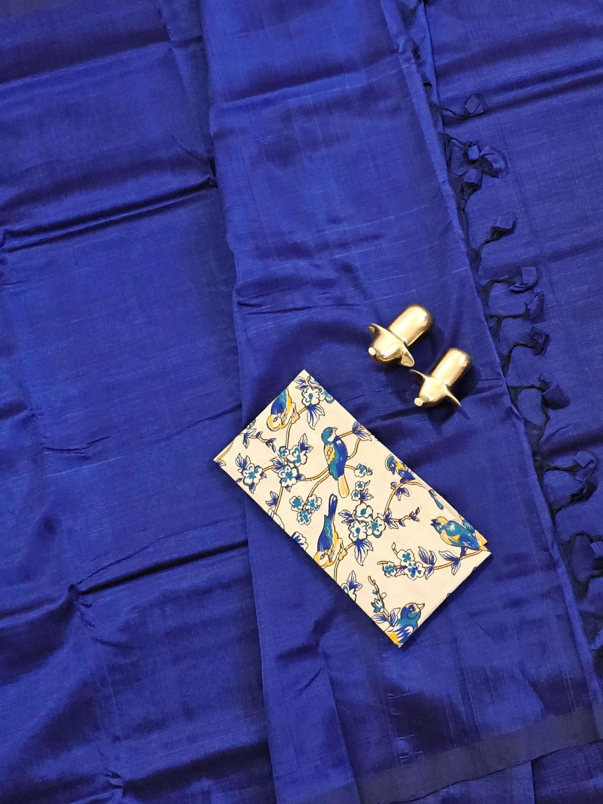 Handwoven Mangalagiri Plain Pattu Saree - Blue