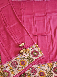 Chennuri Silk With Gap Border Kalamkari Sarees - Pink