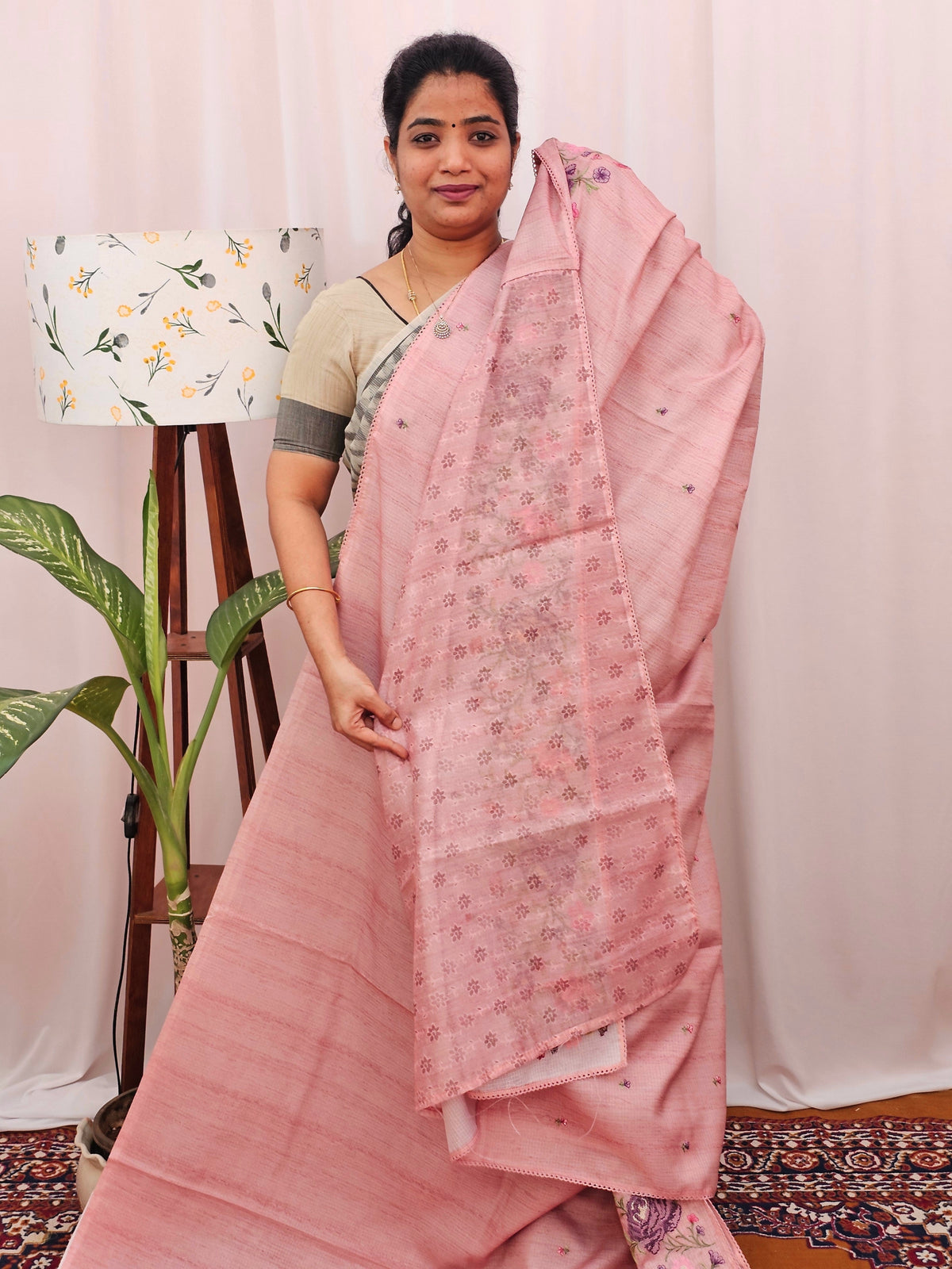 Soft Tussar Kota Weaving - Peach