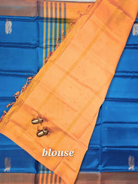 Peacock Blue with Yellow Chinnalampattu Saree with Blouse