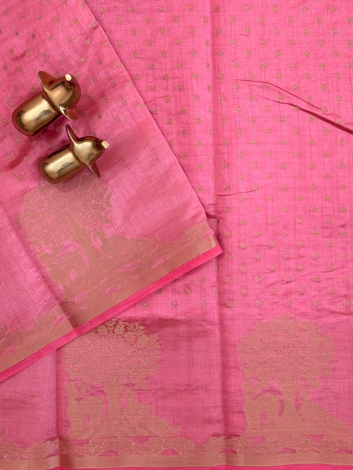 Tussar Silk Cotton Saree - Baby Pink