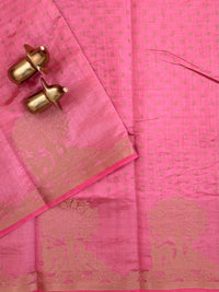 Tussar Silk Cotton Saree - Baby Pink