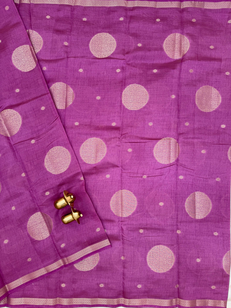 Tussar Silk Cotton Saree - Dark Lavender