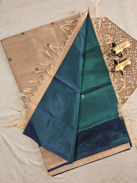 Chinnalampattu Saree -  Peacock Blue with Beige