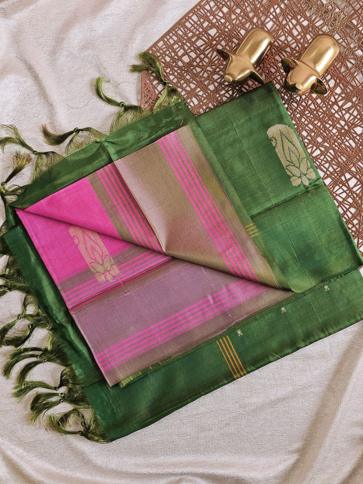Chinnalampattu Saree - Pink with Green