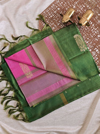 Chinnalampattu Saree - Pink with Green