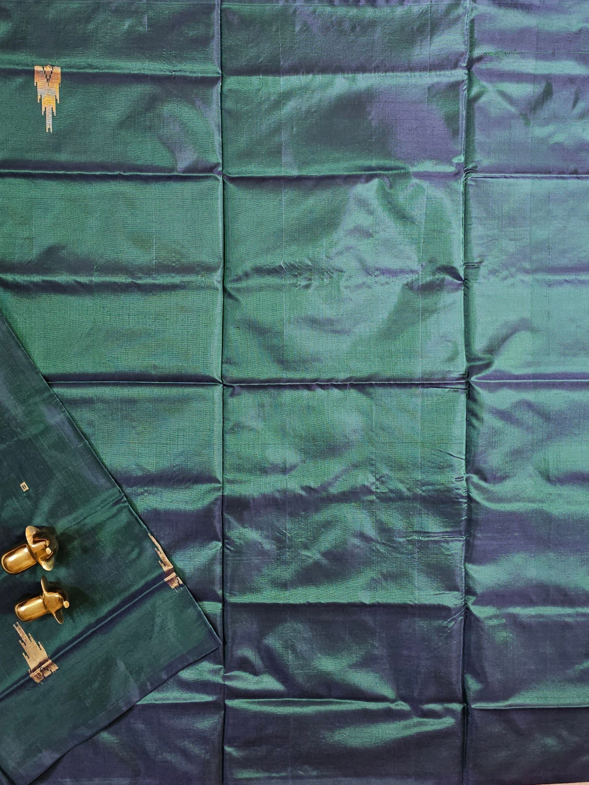 Chinnalampattu Saree -  Peacock Blue with Beige