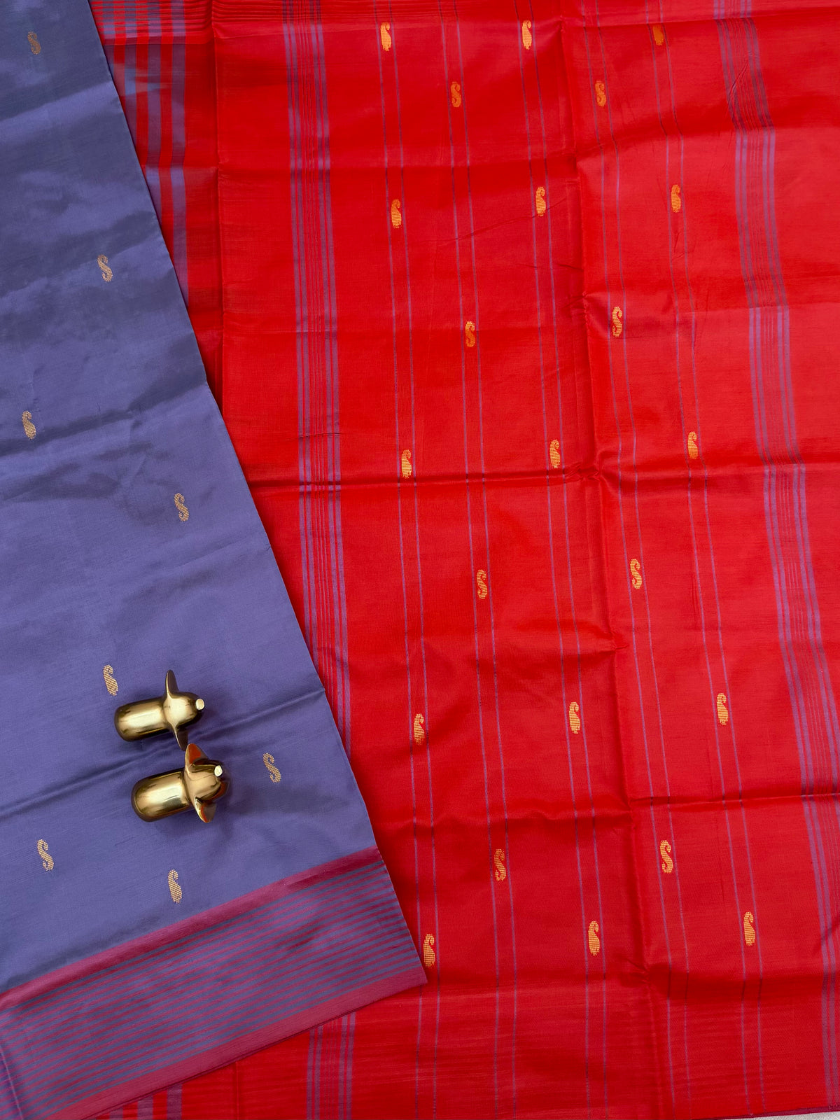 Chinnalampattu Saree - Dark Violet with Red