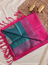 Chinnalampattu Saree - Peacock Green with Pink