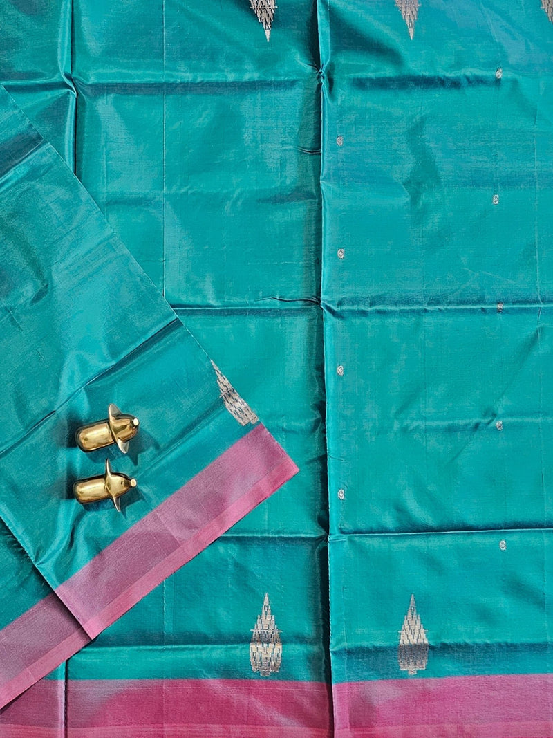 Chinnalampattu Saree - Peacock Green with Pink