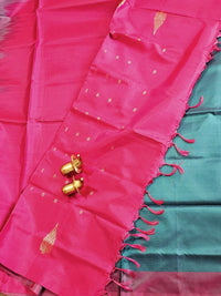Chinnalampattu Saree - Peacock Green with Pink