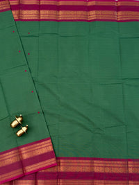 Chettinad Cotton Sarees - Green with Pink