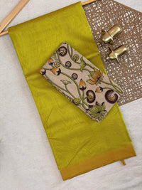 Handwoven Mangalagiri Plain Pattu Saree - Green