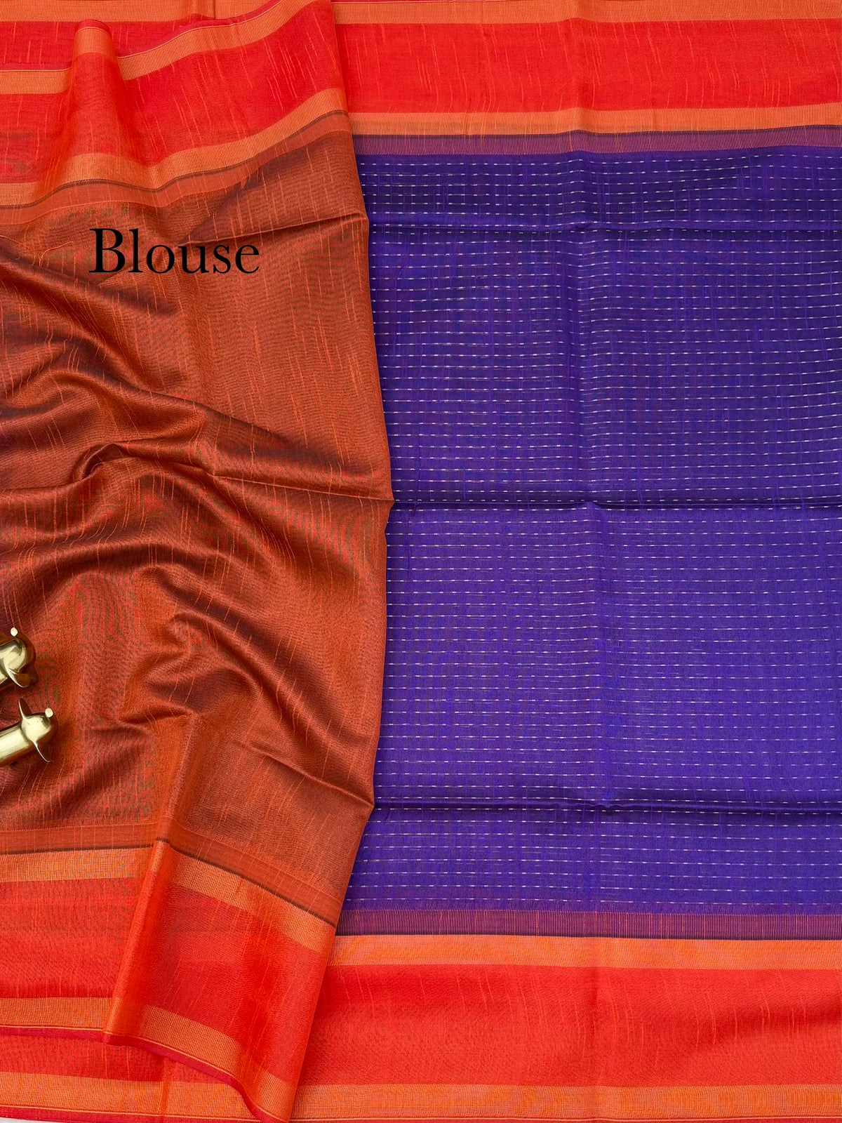 Semi Raw Silk - Purple with Orange