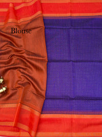 Semi Raw Silk - Purple with Orange