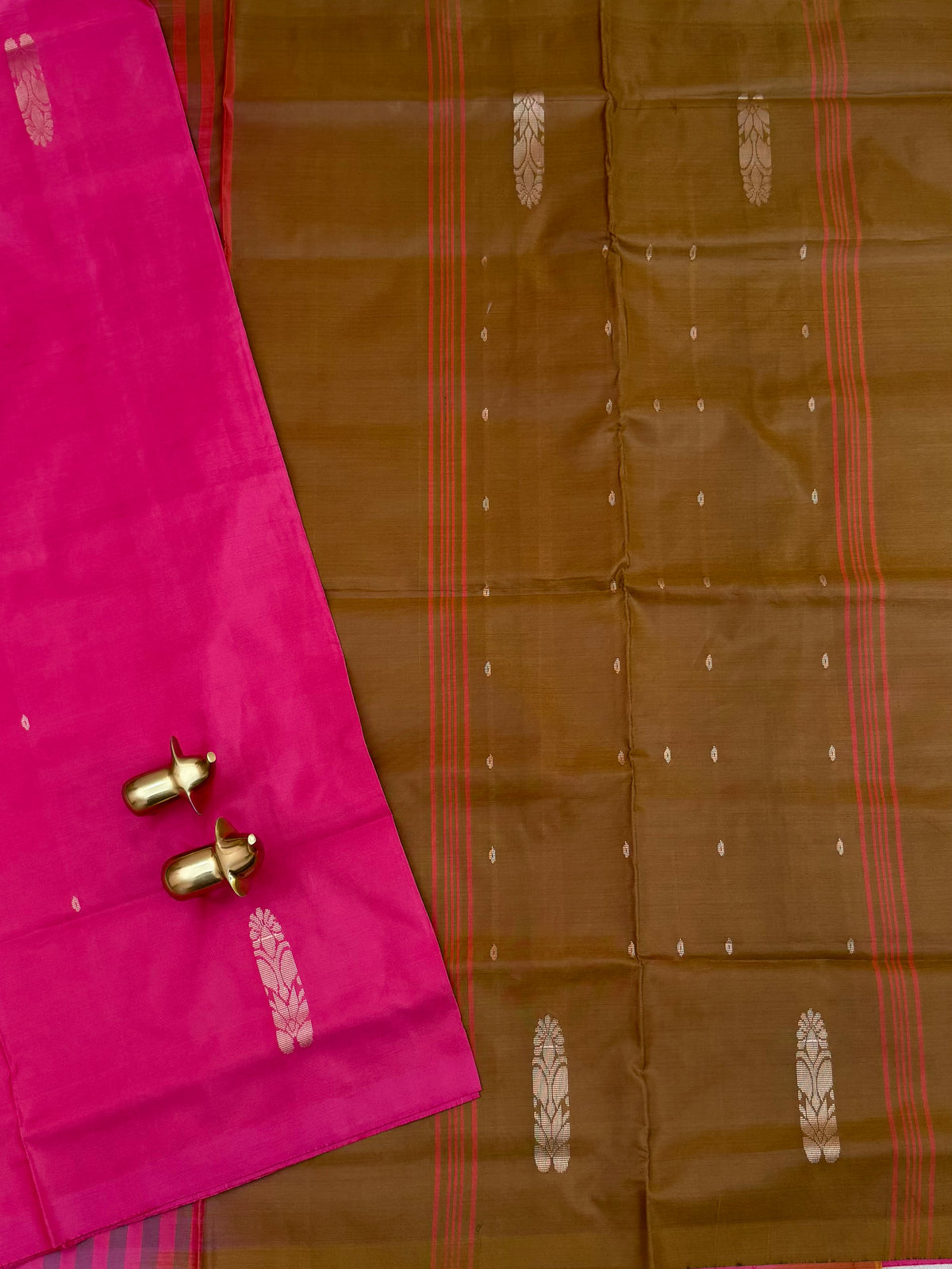 Chinnalampattu Saree - Pink with Brown