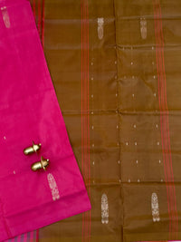 Chinnalampattu Saree - Pink with Brown