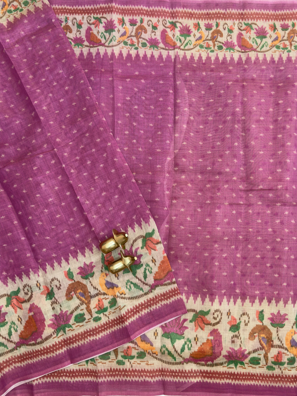Linen Tissue with Digital Printed Sarees - Magenta Pink