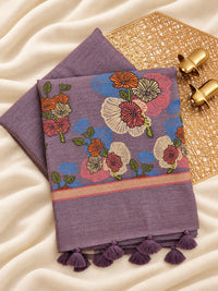Soft Cotton with Weaving Floral Pattern  - Dark Purple
