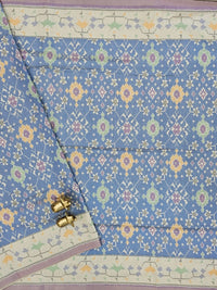 Patola Inspried Semi Tussar Saree  - Pastel Blue