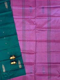 Chinnalampattu Saree - Peacock Green with Pink