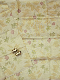Soft Chanderi with Tissue Floral Digital Prints with Sequence Weaving -
