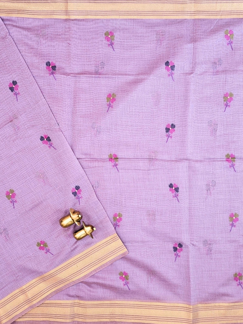 Soft Cotton with Weaving Floral Pattern  - Lavender