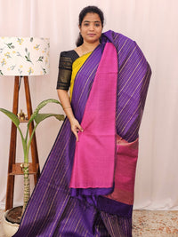 Semi Raw Silk - Purple with Pink
