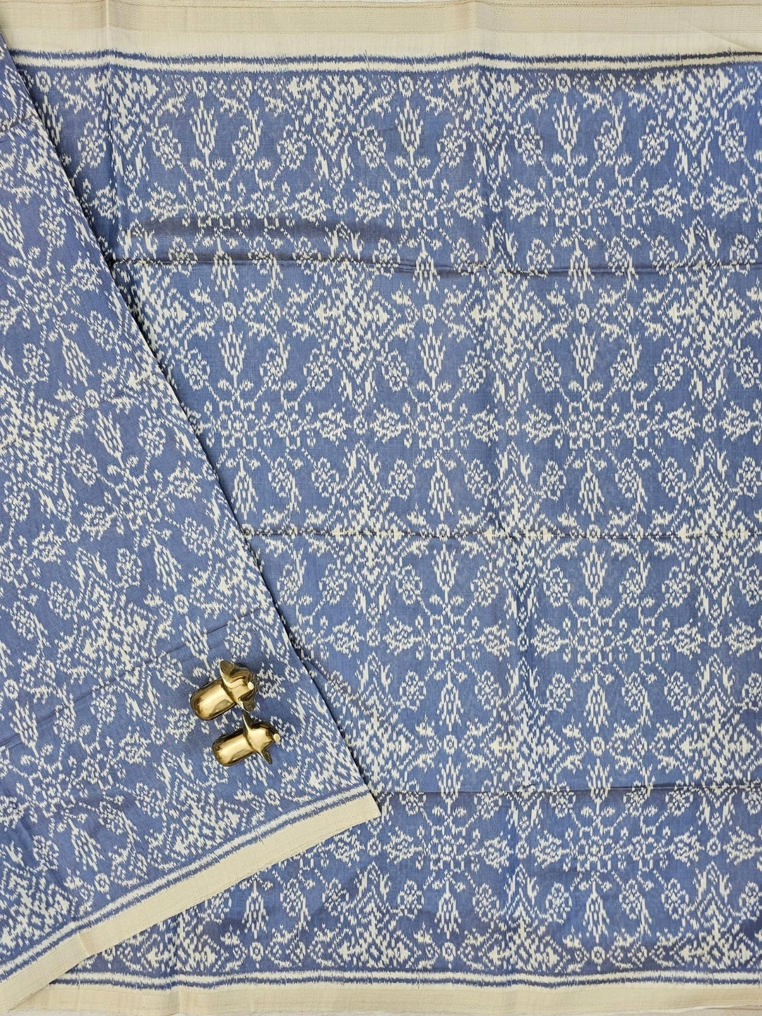 Patola Inspried Semi Tussar Saree  - pastel blue