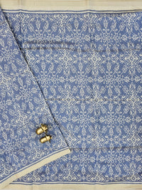 Patola Inspried Semi Tussar Saree  - pastel blue