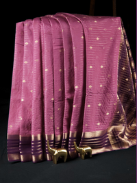 Georgette with Zari Woven Border Saree - Dark Onion Pink with Magenta Pink
